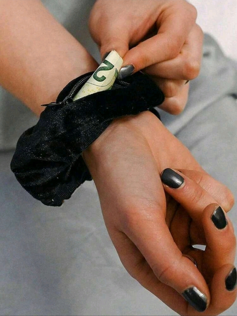 Black Zippered Wrist Scrunchie